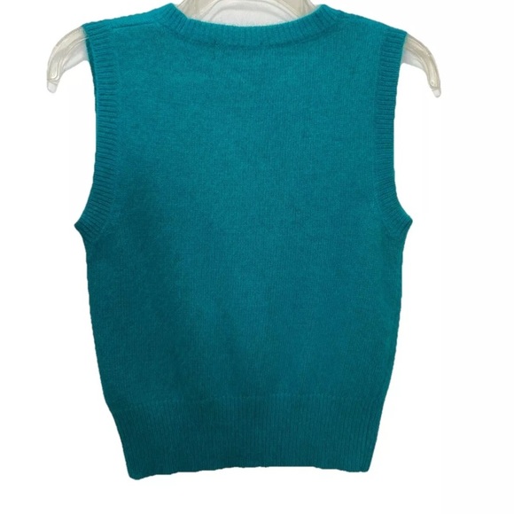 NY Style Blue Angora Rabbit Hair Blend Round Neck Vest Women’s Large Fitted - Picture 3 of 6